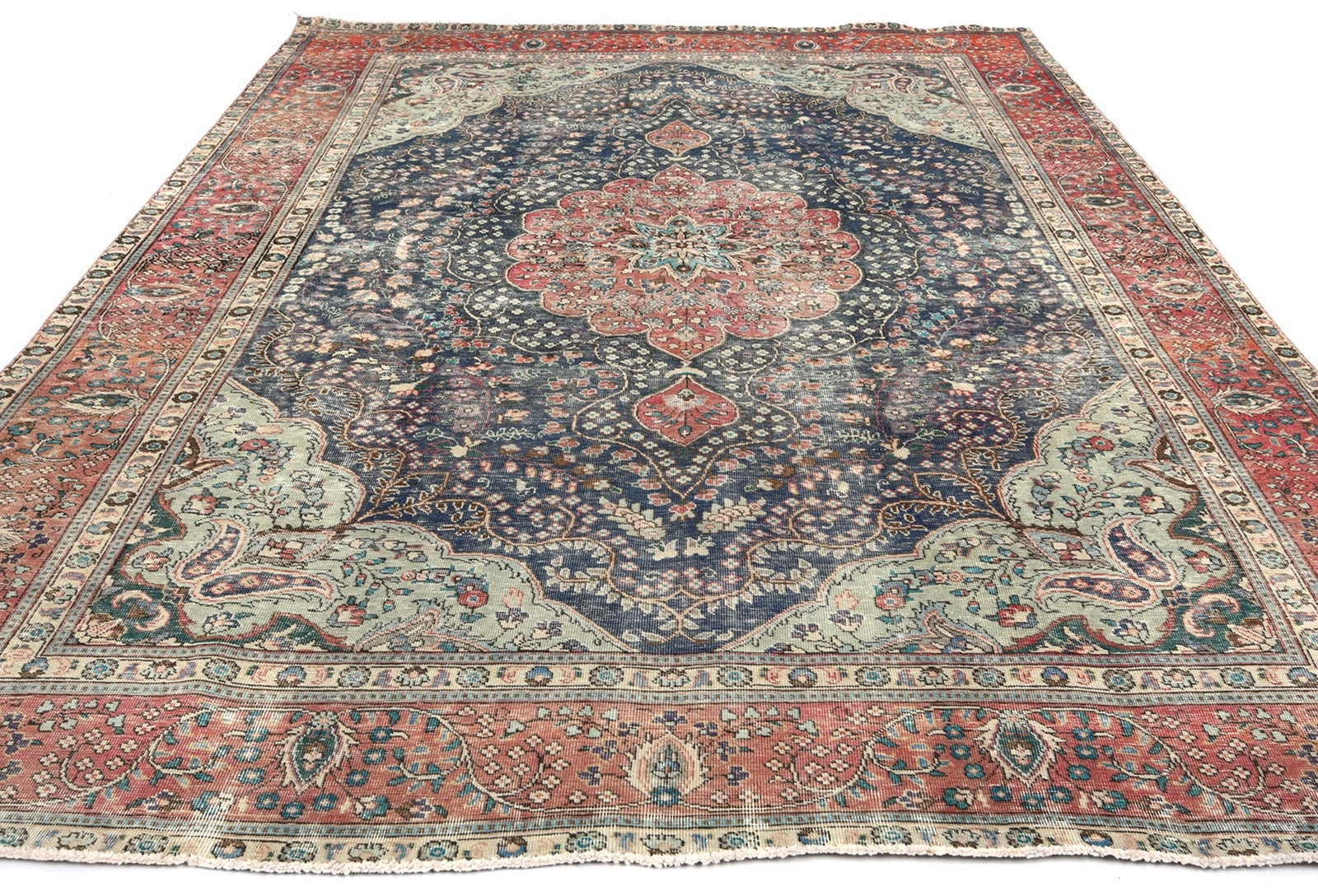 Antique Muted Floral 8X11 Distressed Vintage Oriental Rug - 3