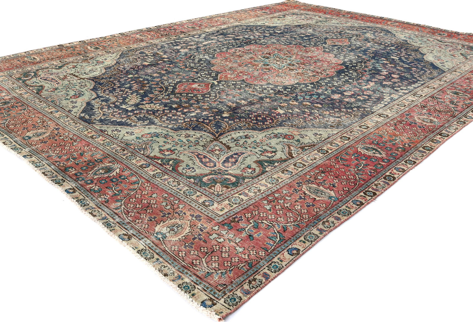 Antique Muted Floral 8X11 Distressed Vintage Oriental Rug - 4