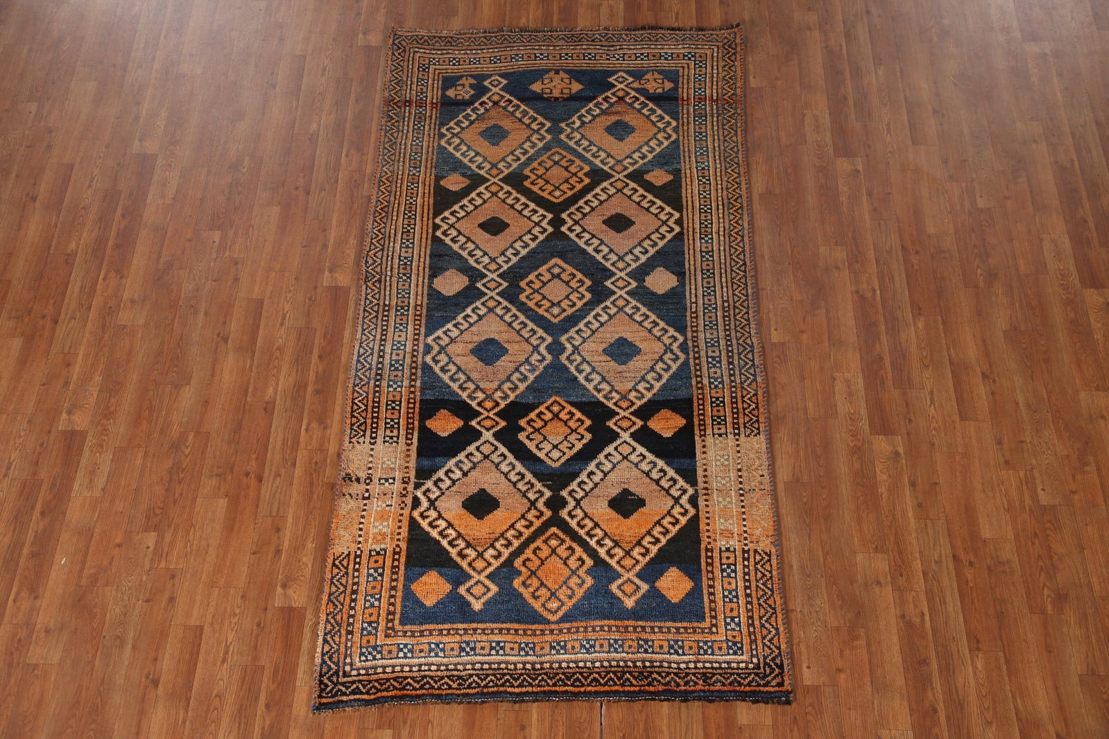 Antique Navy Blue Qashqai Persian Rug 4x8 - 2