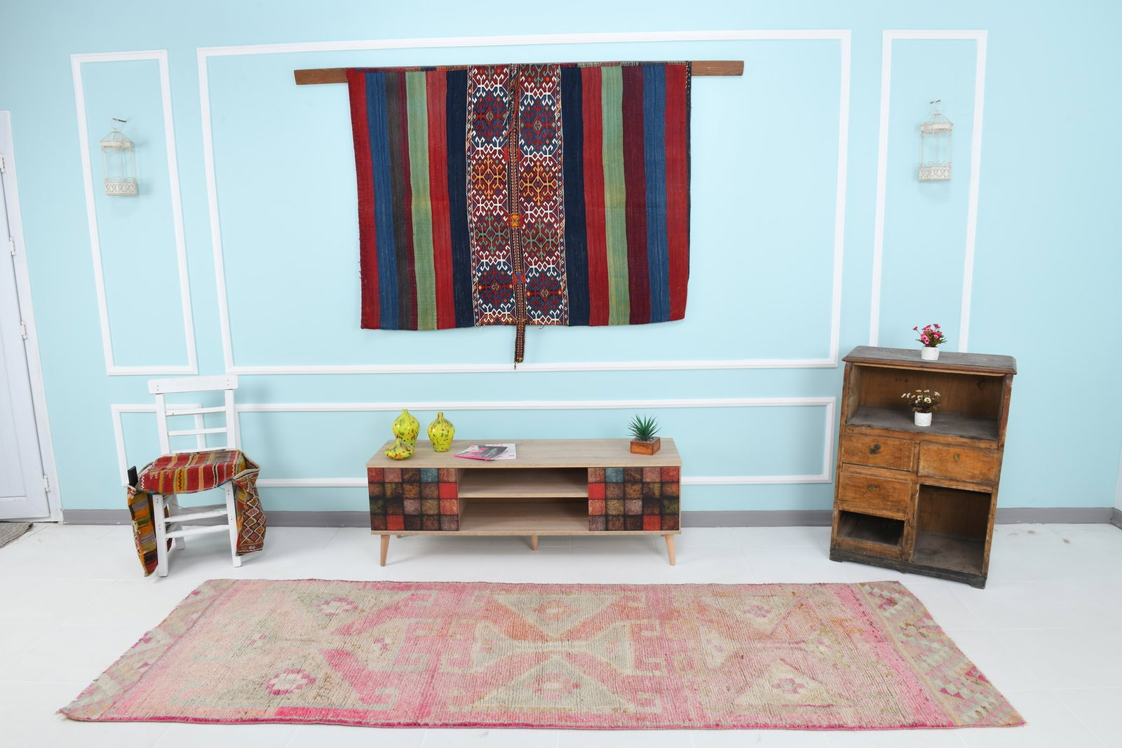 3'3'' x 9'10'' Vintage Felt Rug in Wool - 19903 - 2