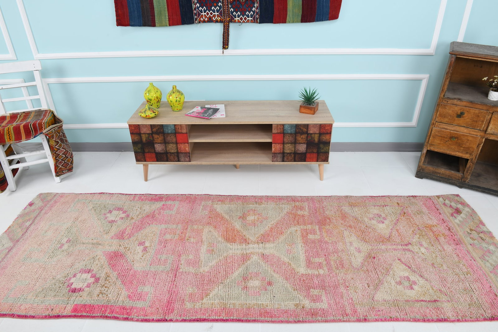 3'3'' x 9'10'' Vintage Felt Rug in Wool - 19903 - 3