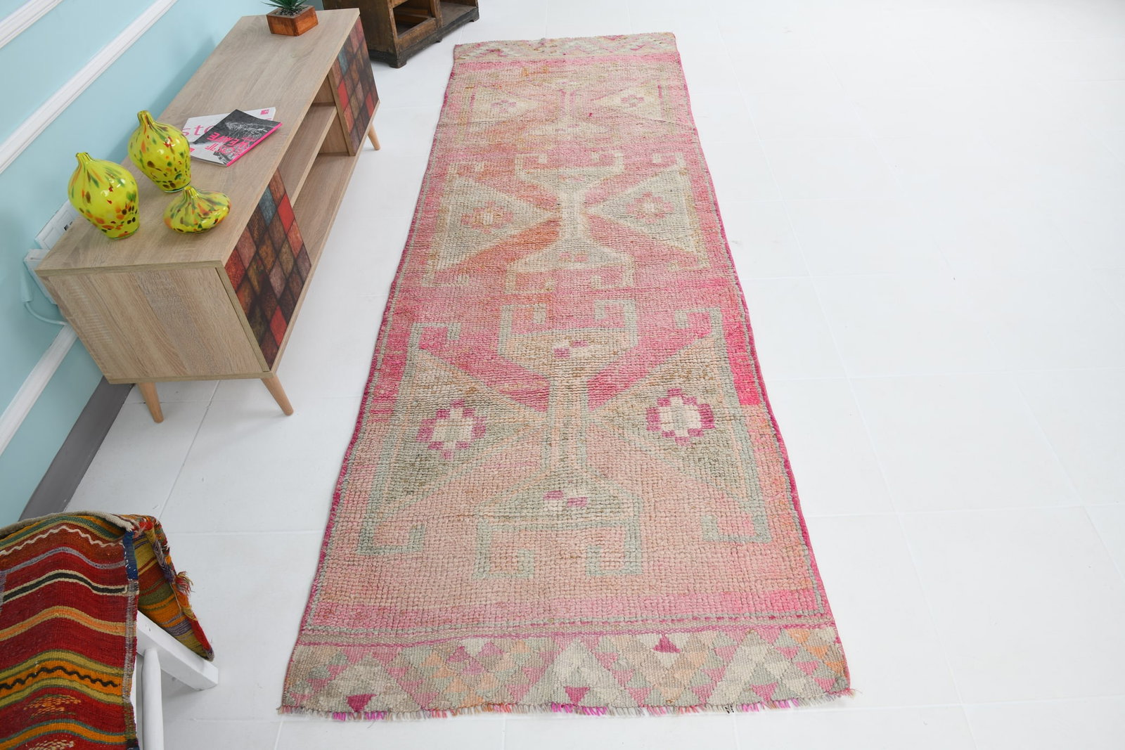 3'3'' x 9'10'' Vintage Felt Rug in Wool - 19903 - 4