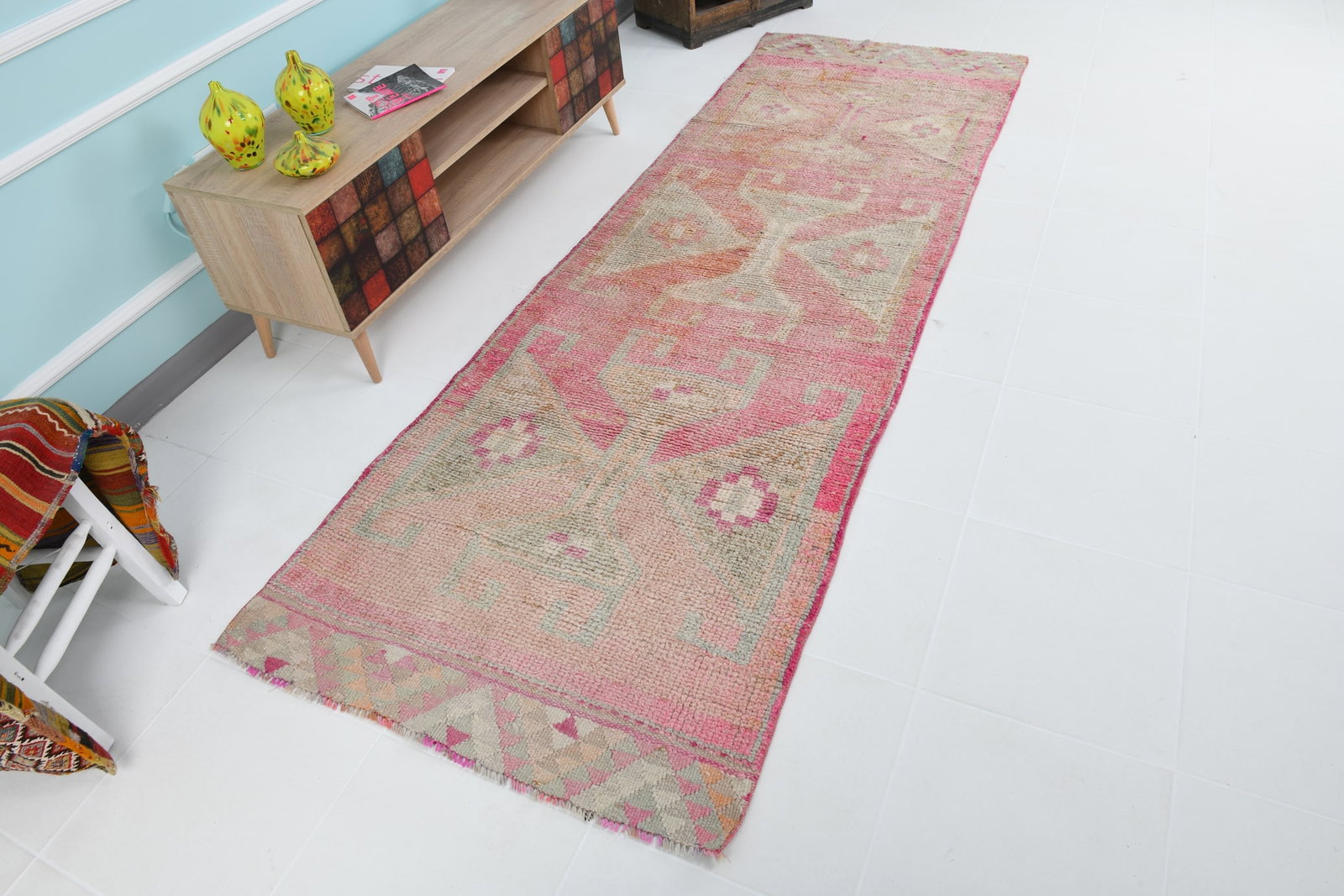 3'3'' x 9'10'' Vintage Felt Rug in Wool - 19903 - 5