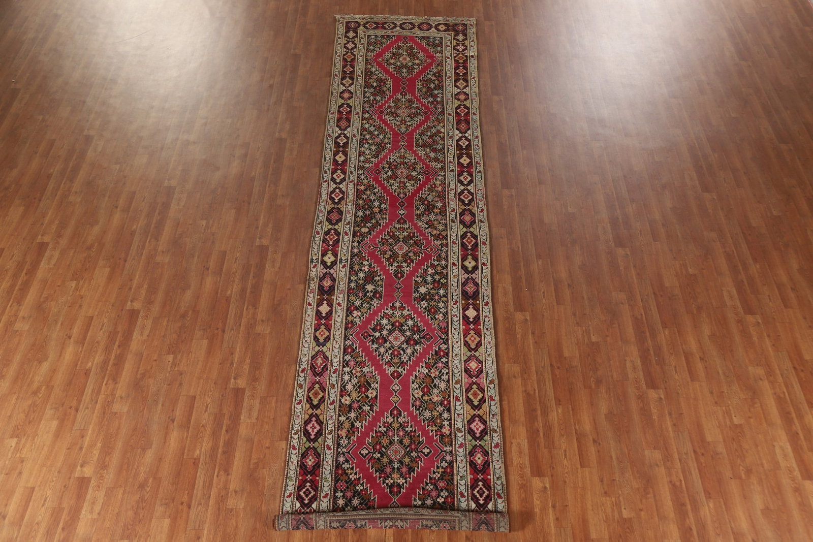Antique Kazak Vegetable Dye Runner Rug 4x15 - 3