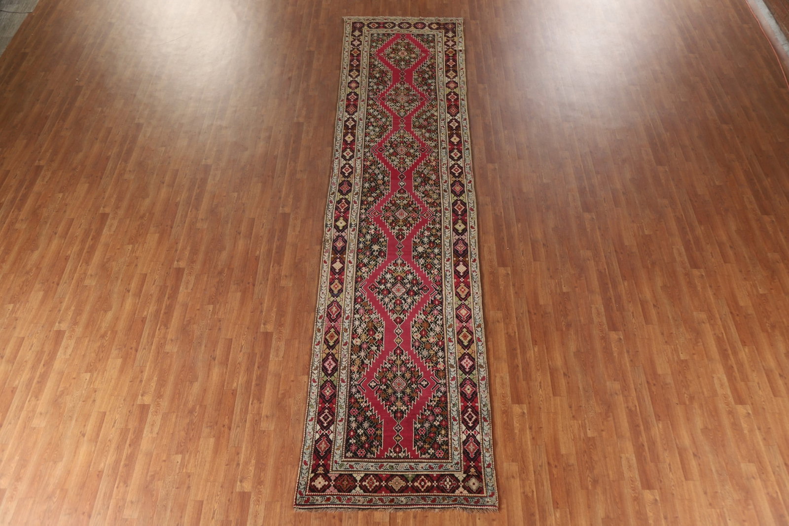 Antique Kazak Vegetable Dye Runner Rug 4x15 - 4