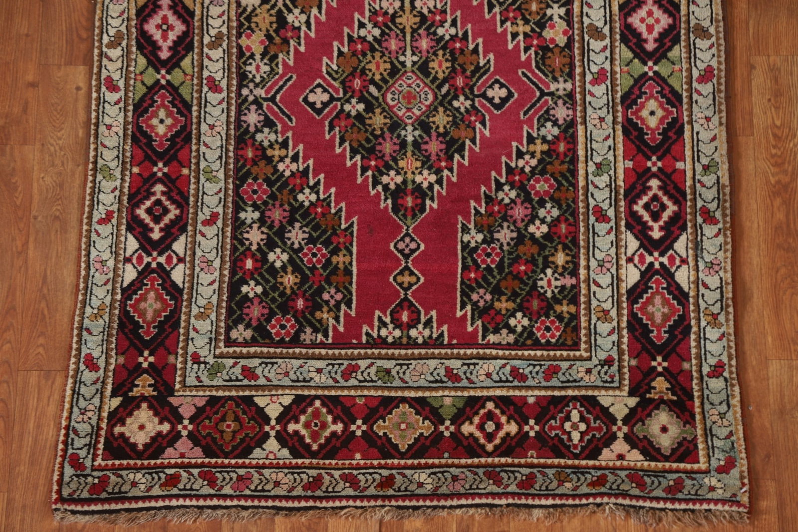 Antique Kazak Vegetable Dye Runner Rug 4x15 - 7