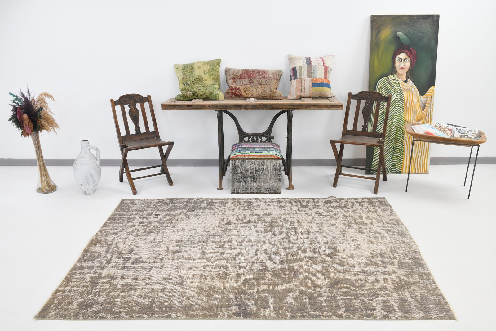 5'0'' x 7'8'' Handmade Vintage Wool Rug - 4768 - 2