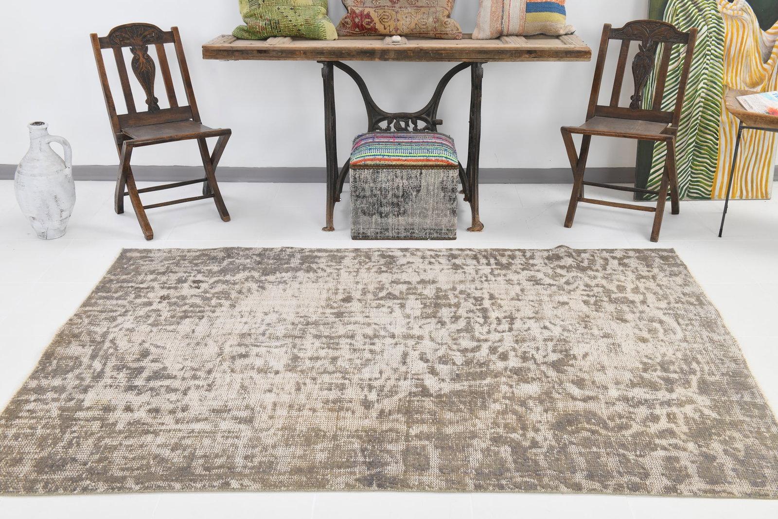 5'0'' x 7'8'' Handmade Vintage Wool Rug - 4768 - 3