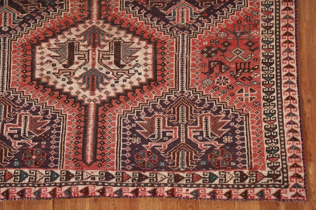 Antique Wool Qashqai Persian Rug 5x7 - 7