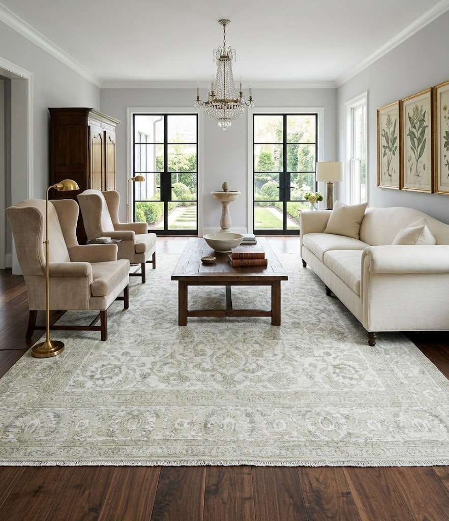 Antique Muted Cream Floral 9'3X9'8 Distressed Vintage Oriental Rug - 2