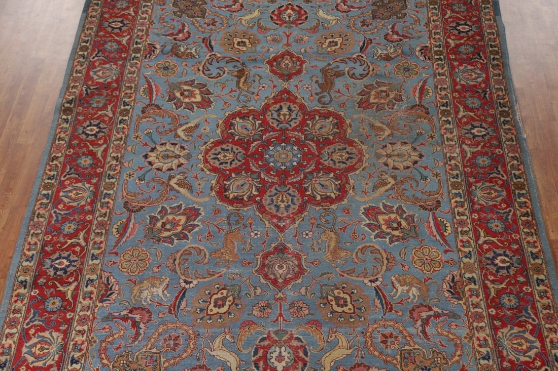Antique Vegetable Dye Tabriz Persian Area Rug 8x12 - 3
