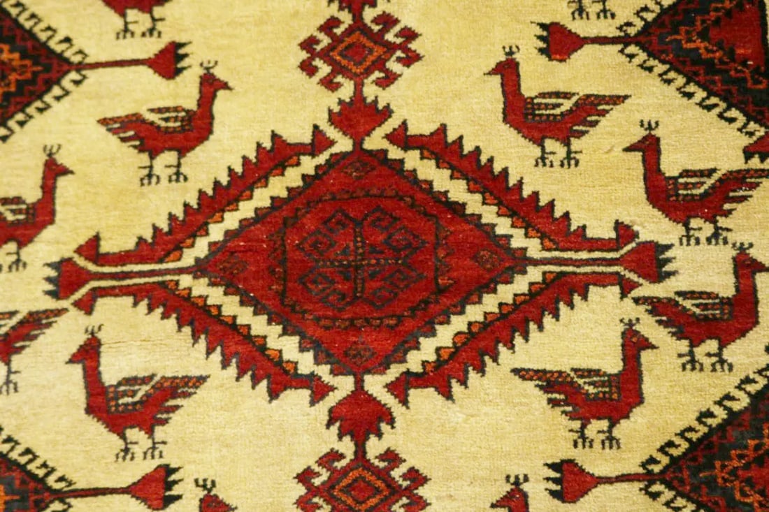 Semi Antique Beige Tribal 3X6 Balouch Hamedan Persian Rug - 7
