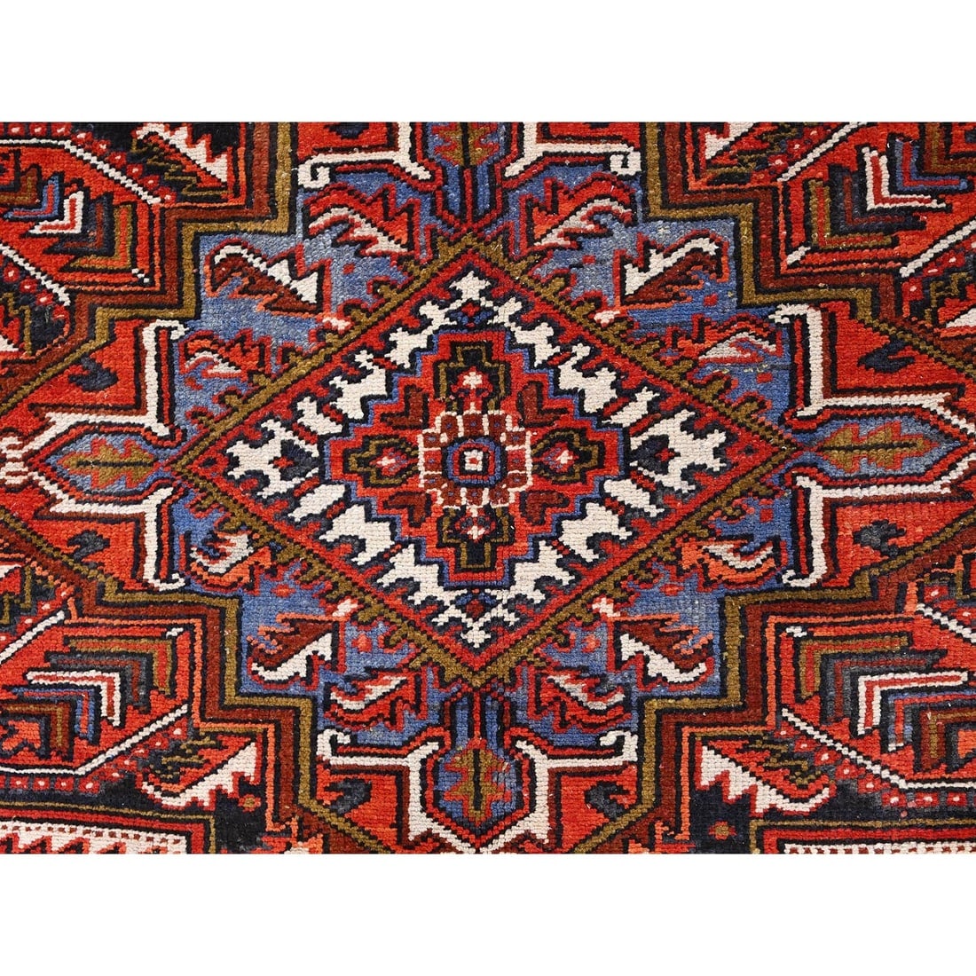 Chili Red Vintage Persian Hamadan Hand Knotted Pure Wool Runner Rug - 8