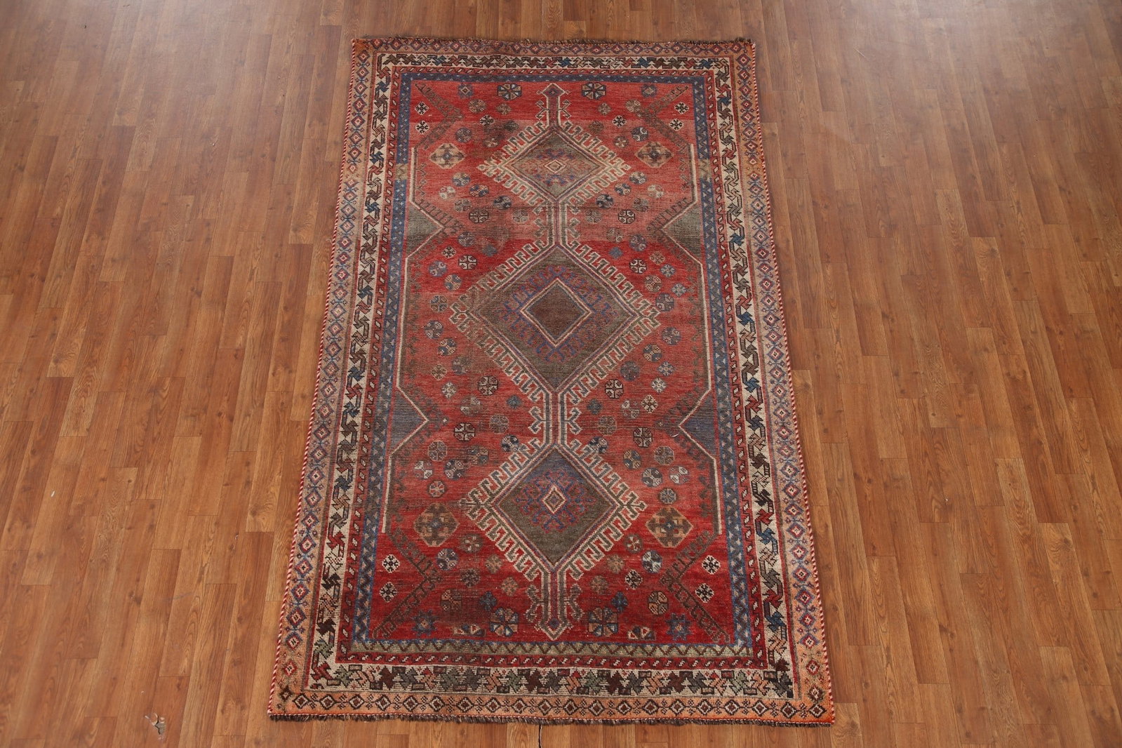 Pre-1900 Antique Vegetable Dye Qashqai Persian Rug 5x8 - 3