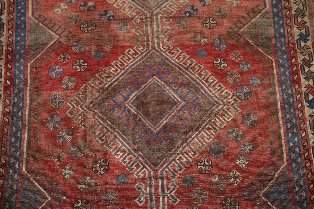 Pre-1900 Antique Vegetable Dye Qashqai Persian Rug 5x8 - 5