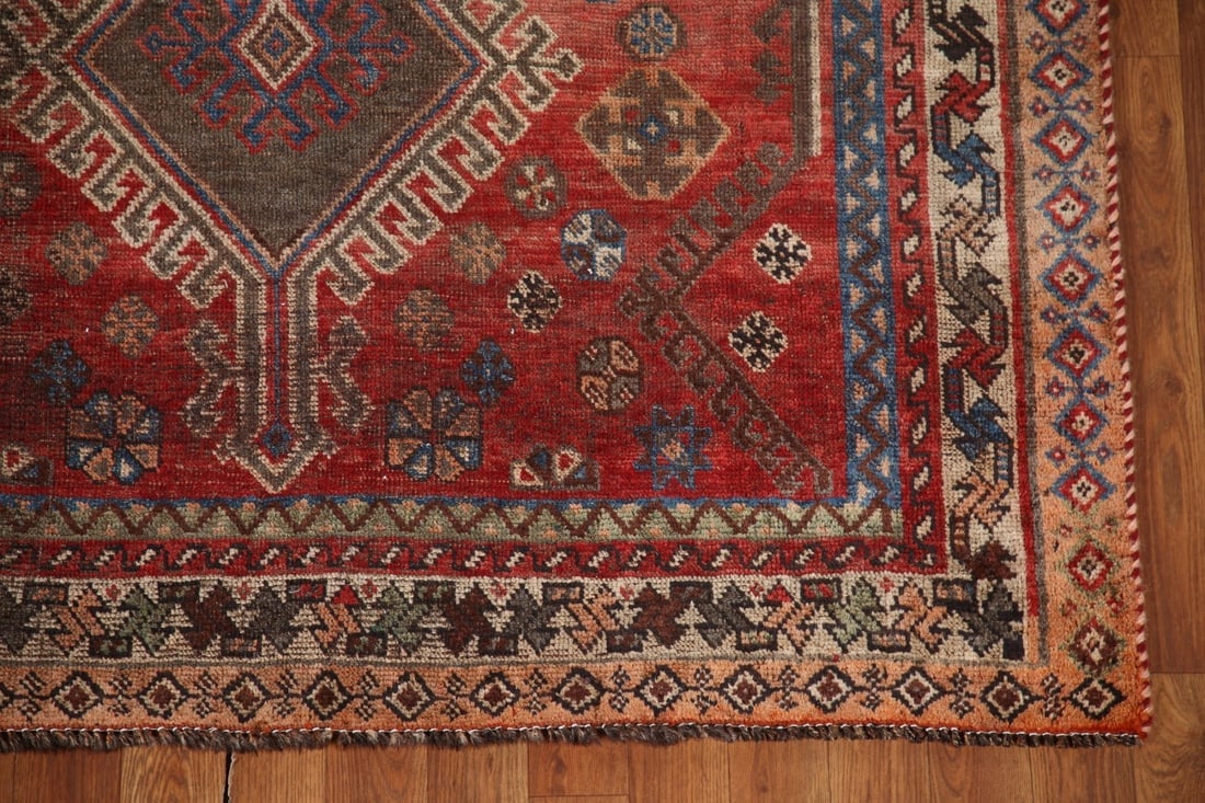 Pre-1900 Antique Vegetable Dye Qashqai Persian Rug 5x8 - 7