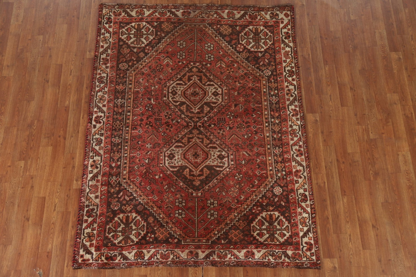 Antique Vegetable Dye Shiraz Persian Rug 5x7 - 3