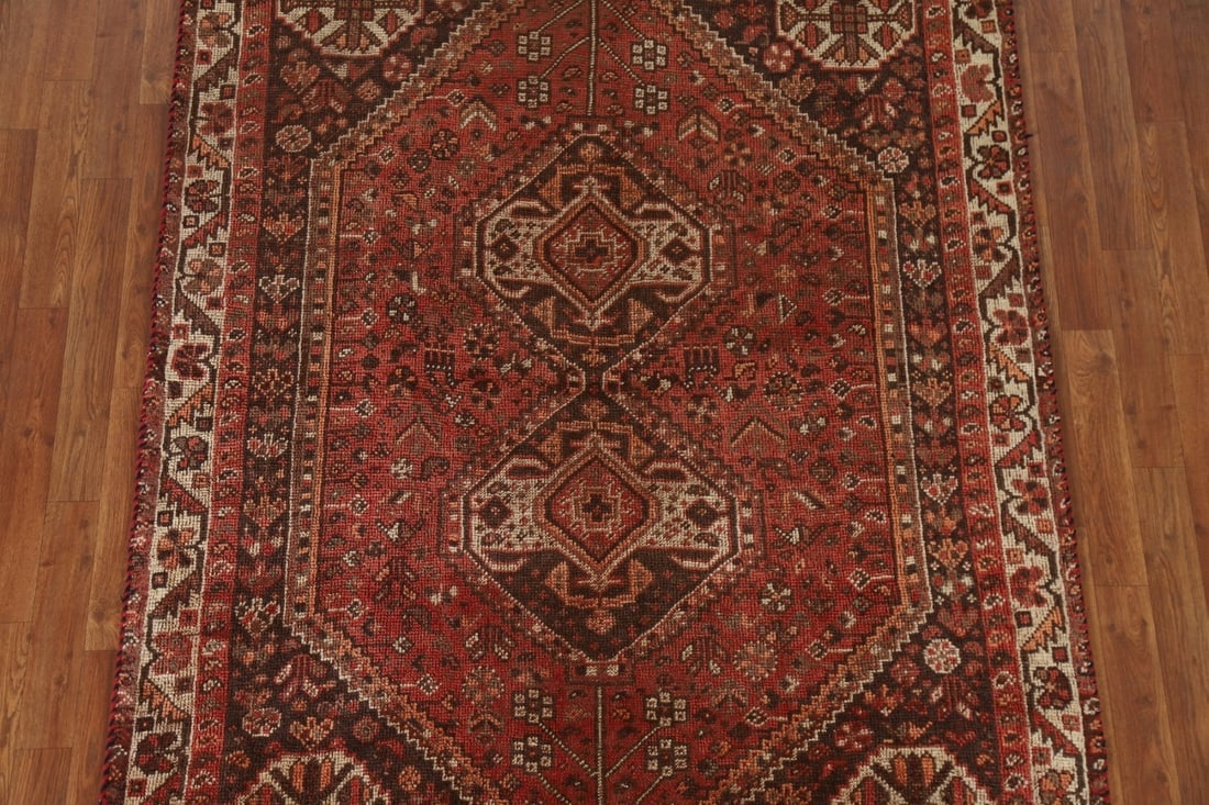 Antique Vegetable Dye Shiraz Persian Rug 5x7 - 4