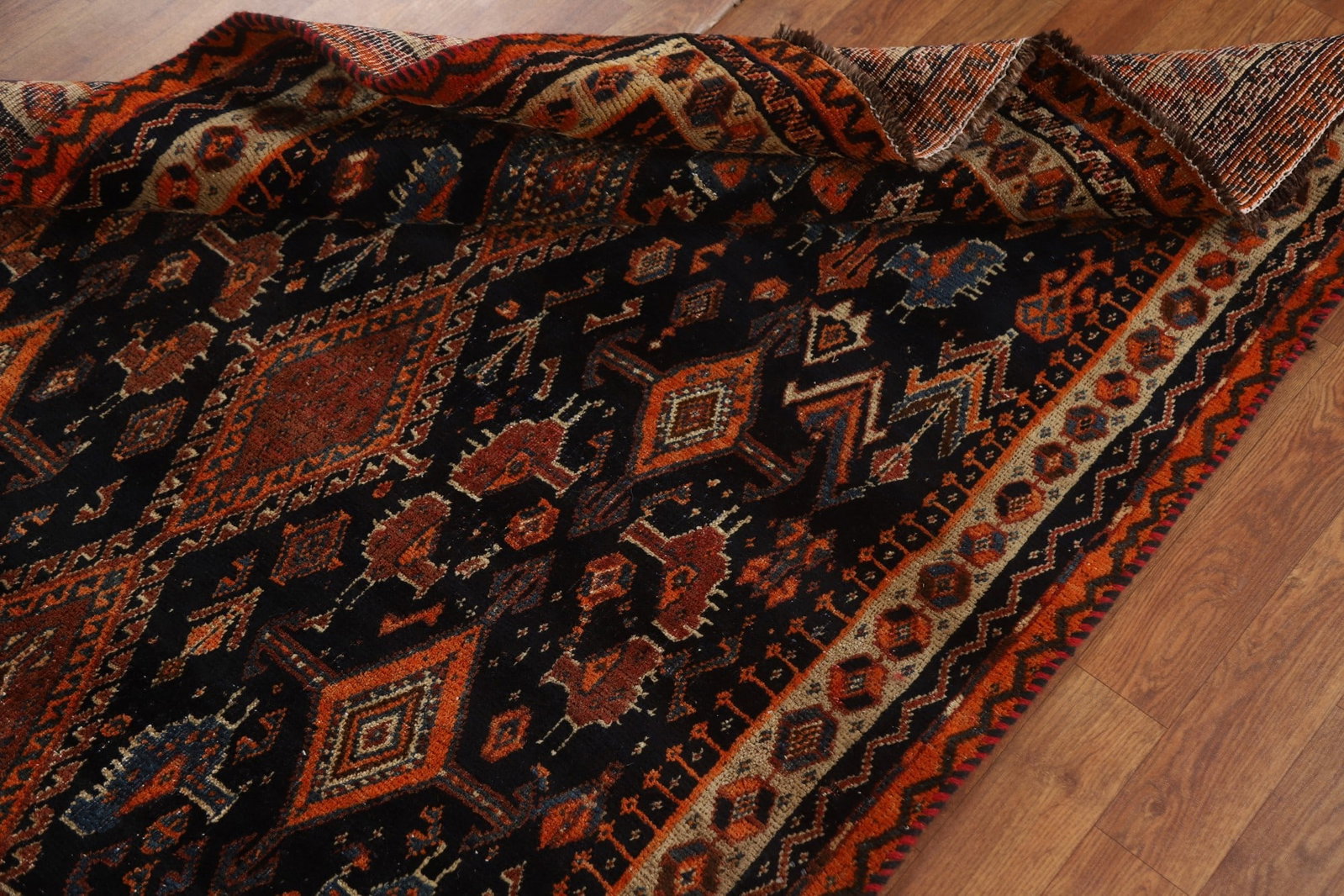 Vegetable Dye Qashqai Antique Persian Rug 4x6 - 16