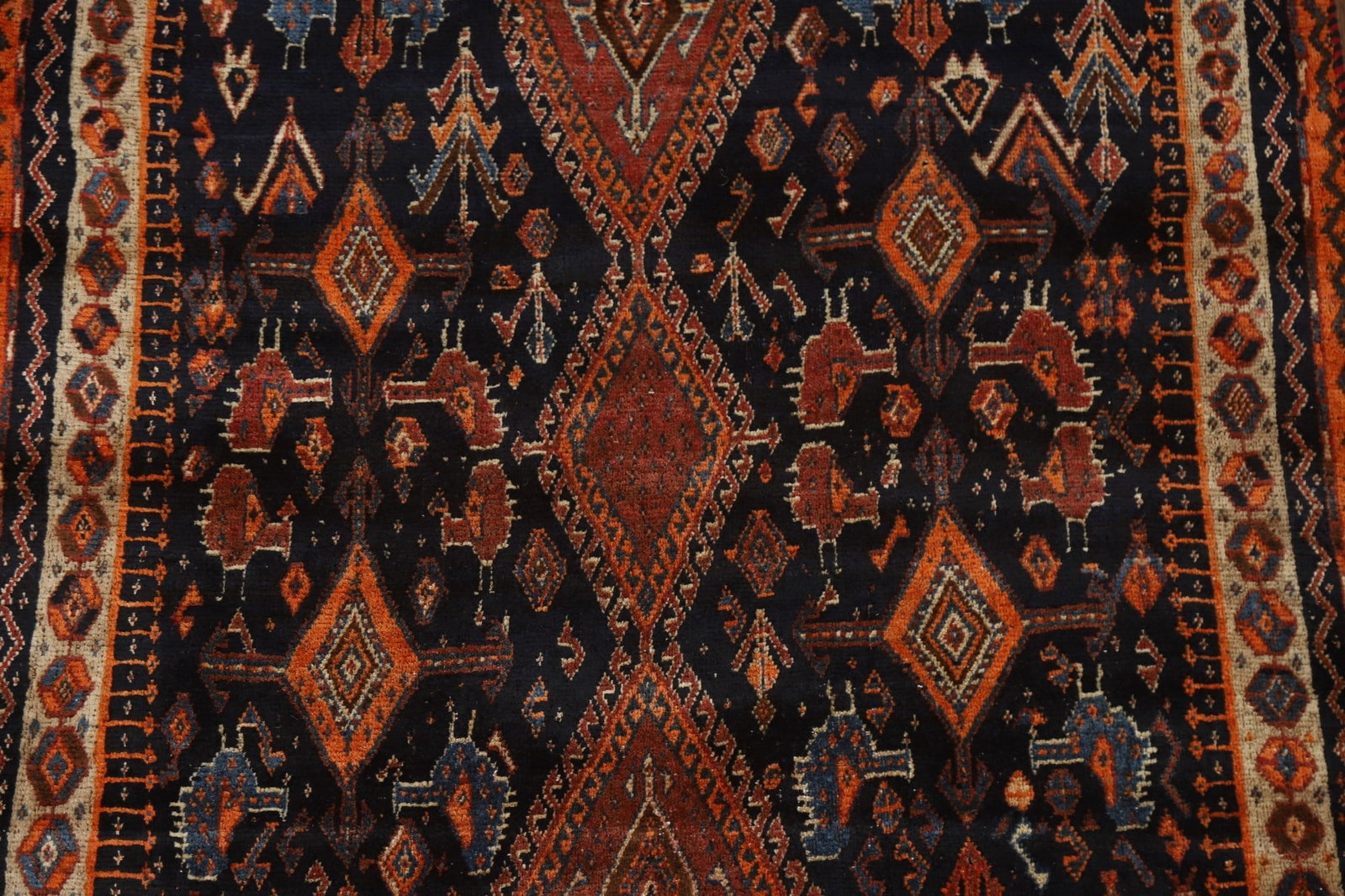Vegetable Dye Qashqai Antique Persian Rug 4x6 - 5