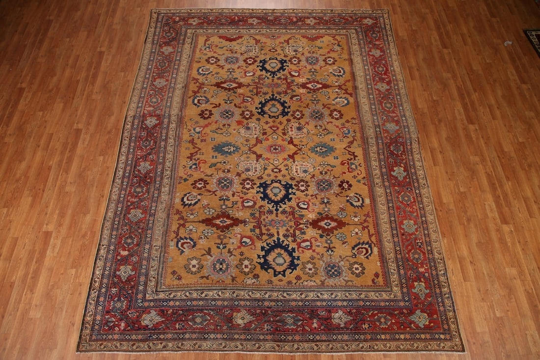 Vegetable Dye Pre-1900 Antique Sultanabad Persian Area Rug 9x12 - 3
