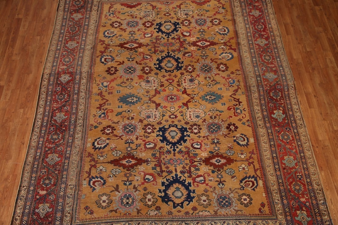 Vegetable Dye Pre-1900 Antique Sultanabad Persian Area Rug 9x12 - 4