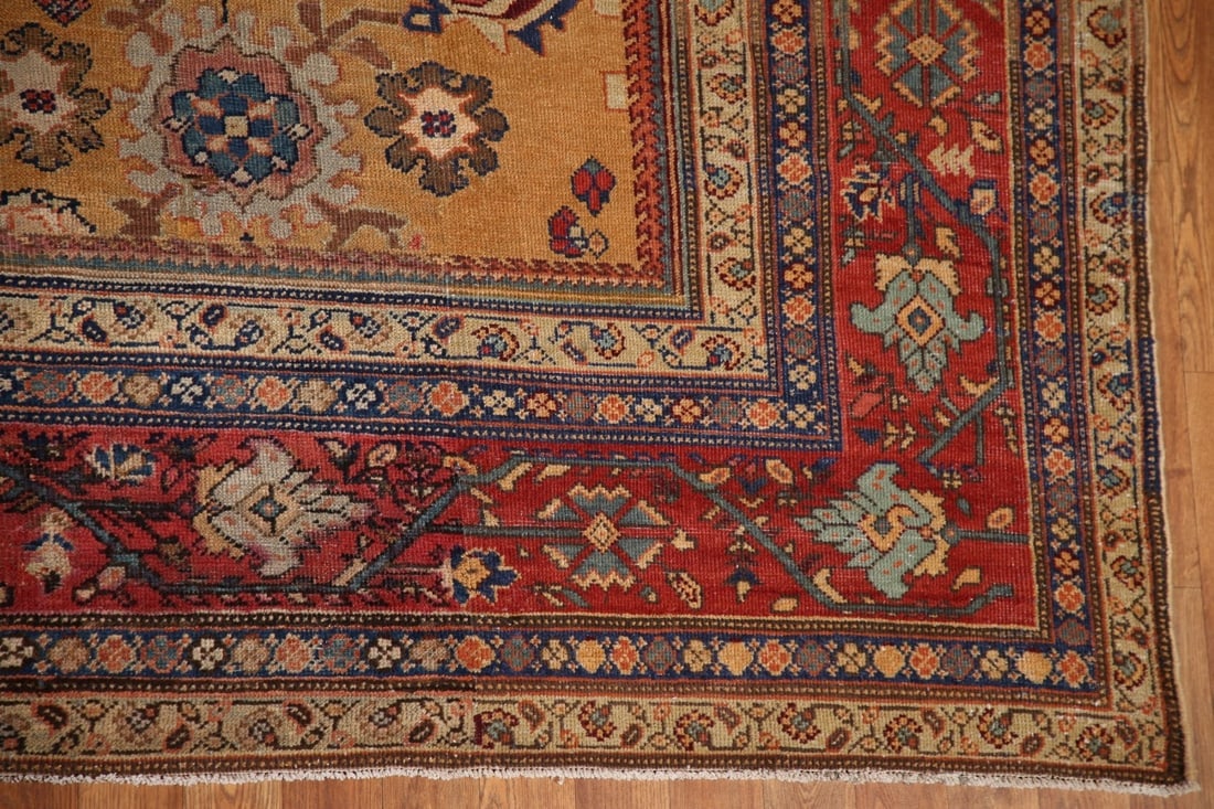 Vegetable Dye Pre-1900 Antique Sultanabad Persian Area Rug 9x12 - 7