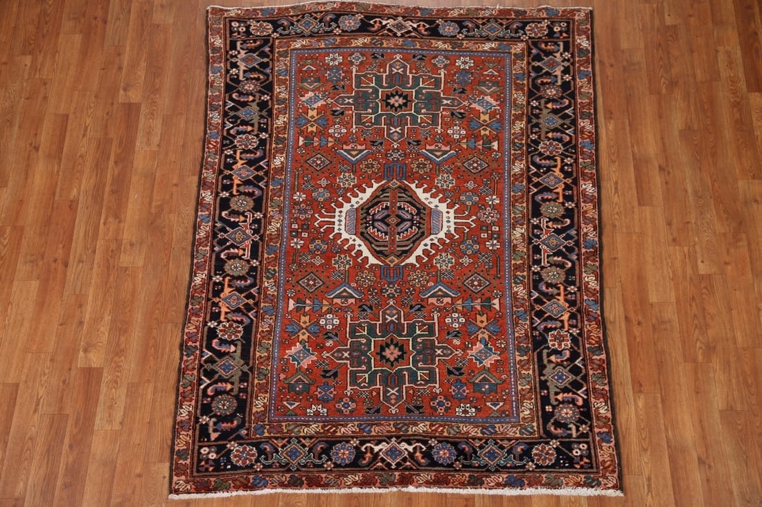 Antique Vegetable Dye Gharajeh Persian Area Rug 5x6 - 2