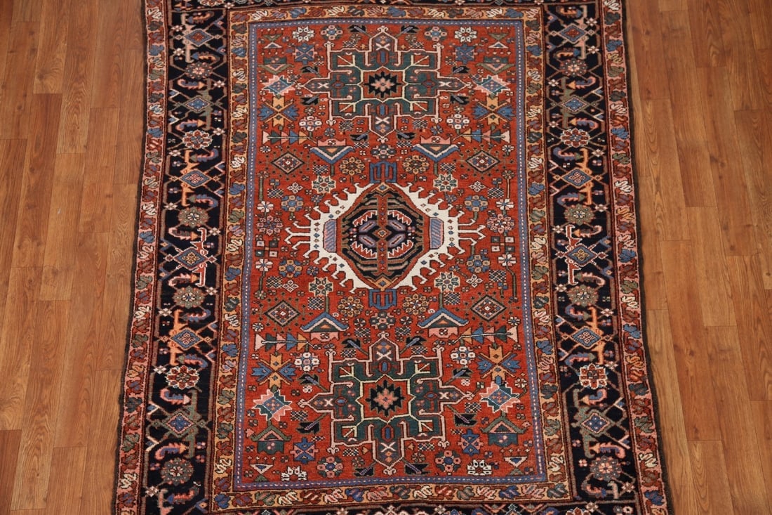 Antique Vegetable Dye Gharajeh Persian Area Rug 5x6 - 3