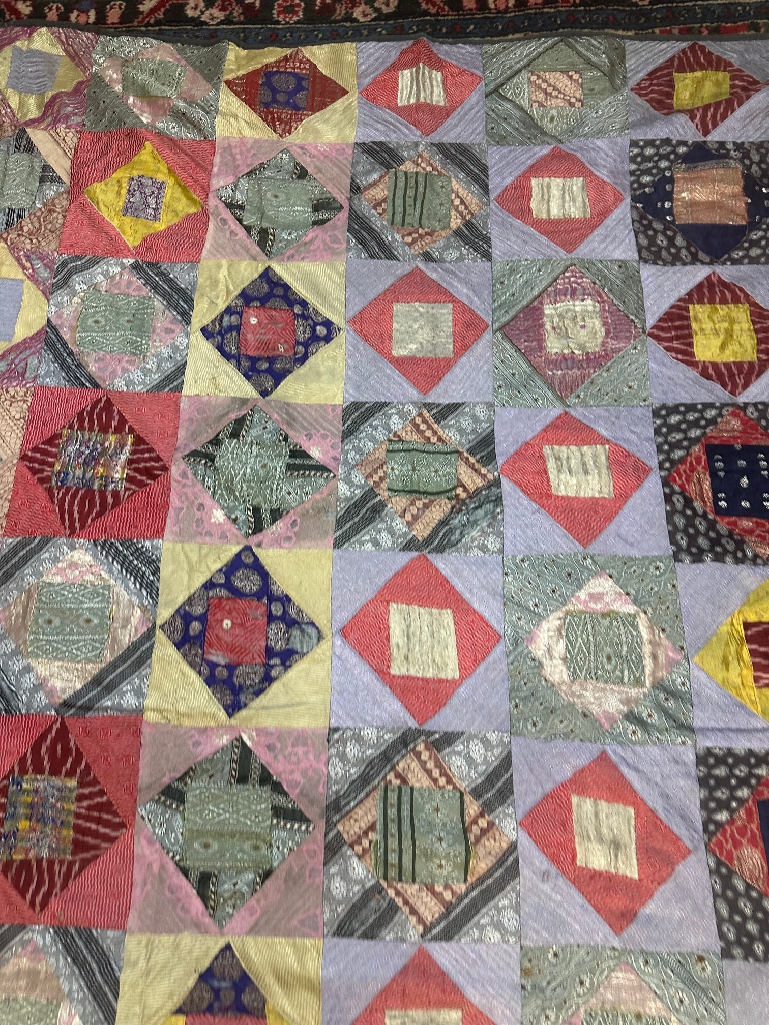 Antique Hand Knotted Quilt 5x8 ft - 4
