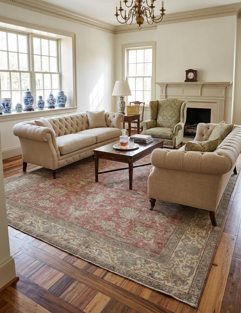 Antique Muted Distressed Floral 9'7X12'6 Tabriz Persian Rug - 2