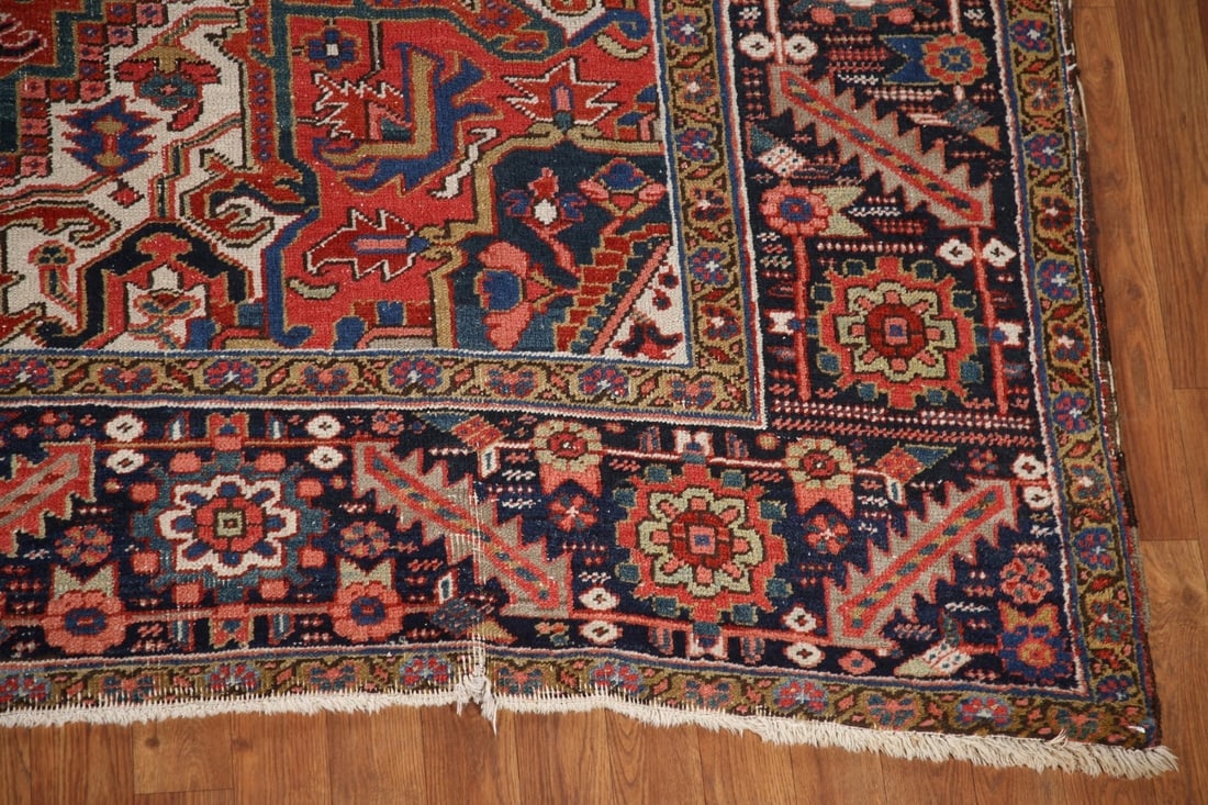 Vegetable Dye Heriz Serapi Antique Persian Rug 9x12 - 7