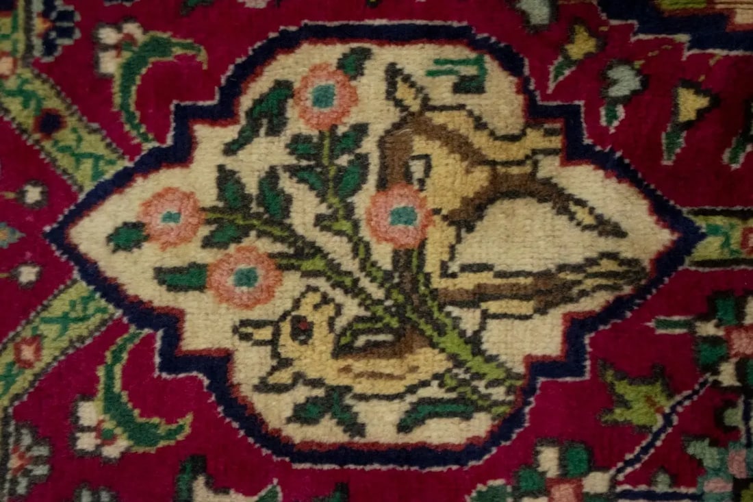 Vintage Red Traditional Pictorial 10X13 Tabriz Persian Rug - 7