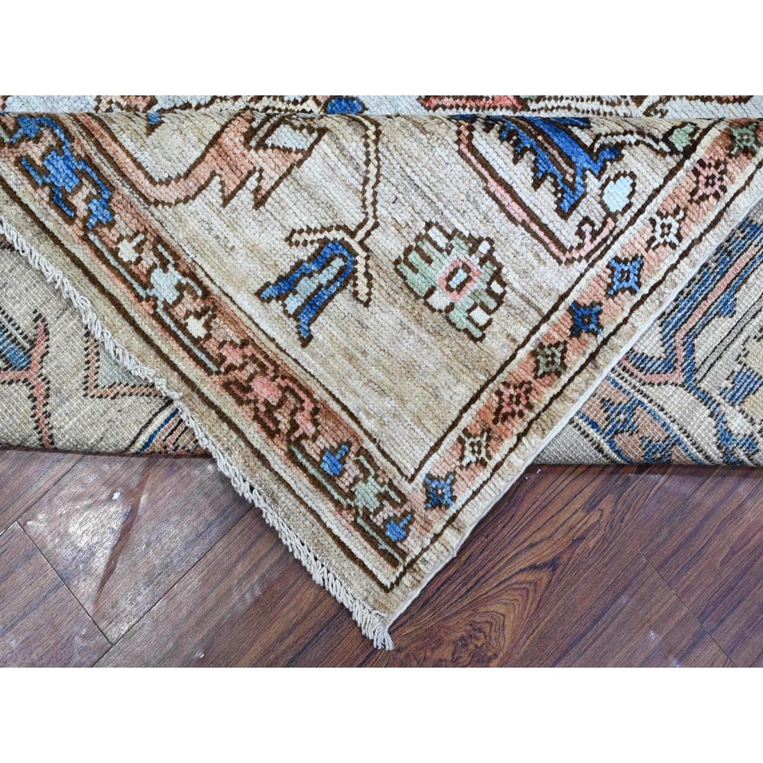 Ruby Red Vintage Persian Heriz Hand Knotted Wool Clean Oriental Rug - 6