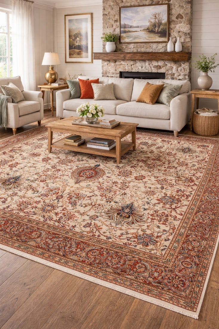 Semi Antique Cream Traditional 10X13 Tabriz Persian Rug - 2