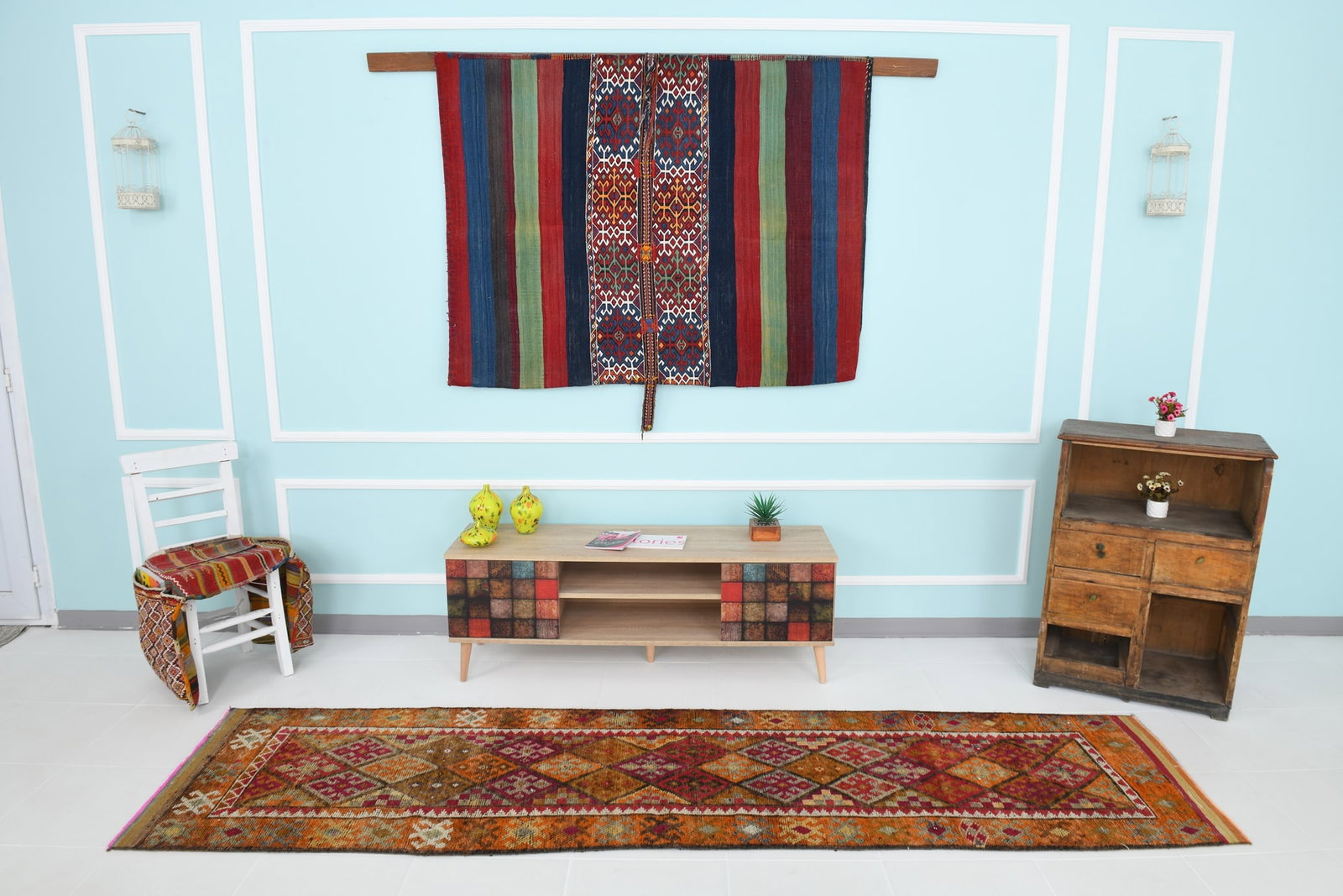 2'7'' x 10'1'' Handmade Vintage Wool Rug - 20512 - 2