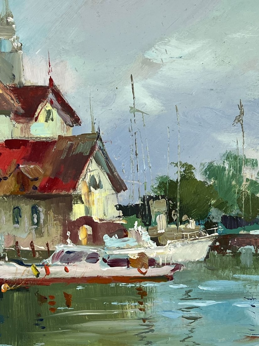 Oil painting Port City on a Cloudy Day Yuriy Suprunchuk - 9