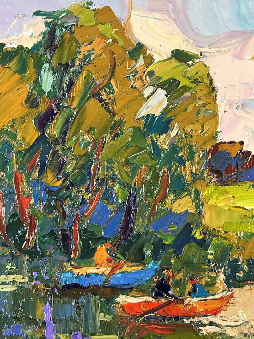 Oil painting A boat floats along the river Oksana Ivanyuk - 4