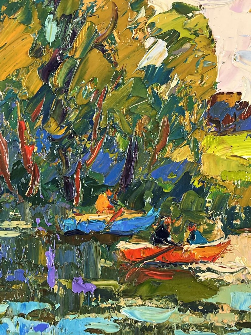 Oil painting A boat floats along the river Oksana Ivanyuk - 5