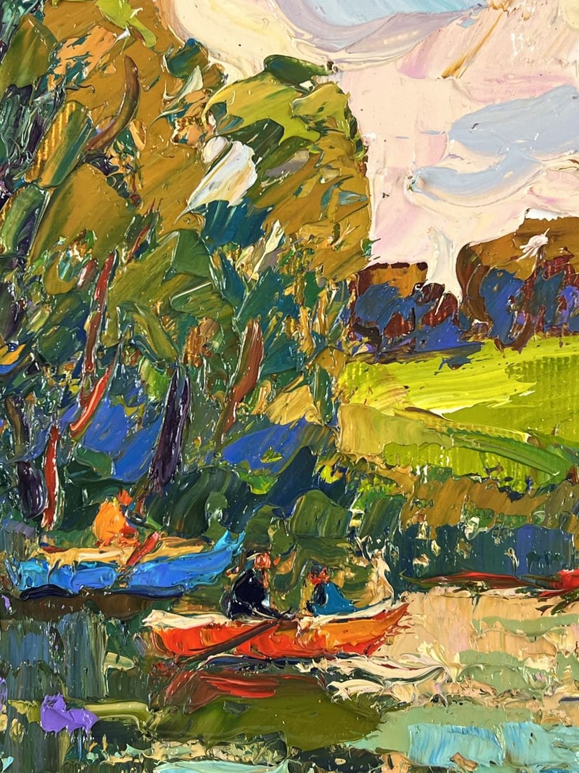 Oil painting A boat floats along the river Oksana Ivanyuk - 6