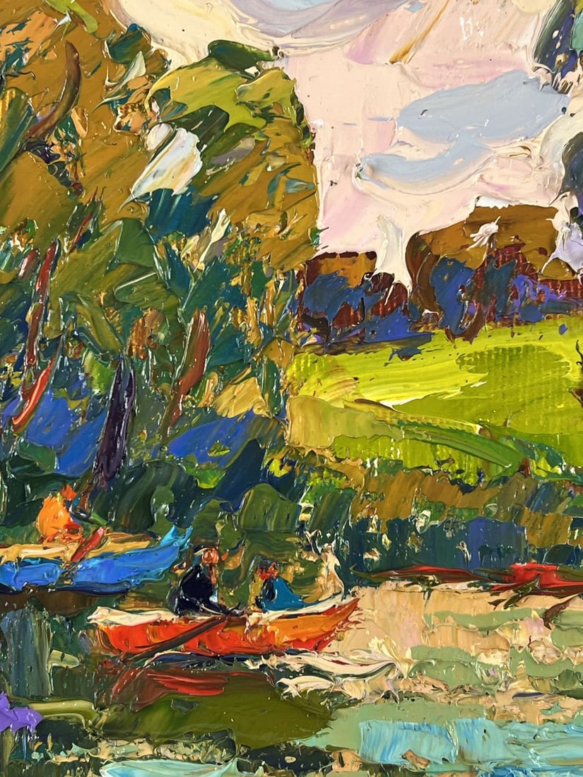 Oil painting A boat floats along the river Oksana Ivanyuk - 7