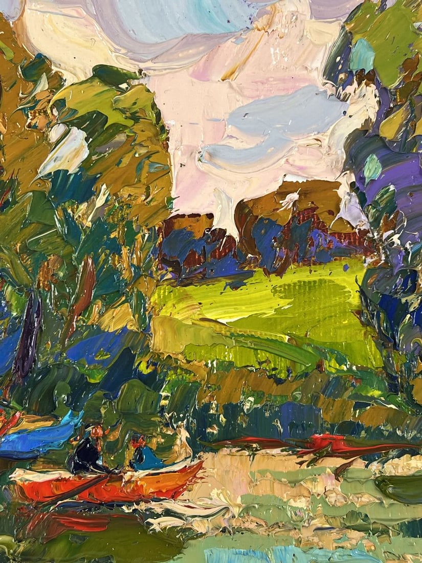 Oil painting A boat floats along the river Oksana Ivanyuk - 8