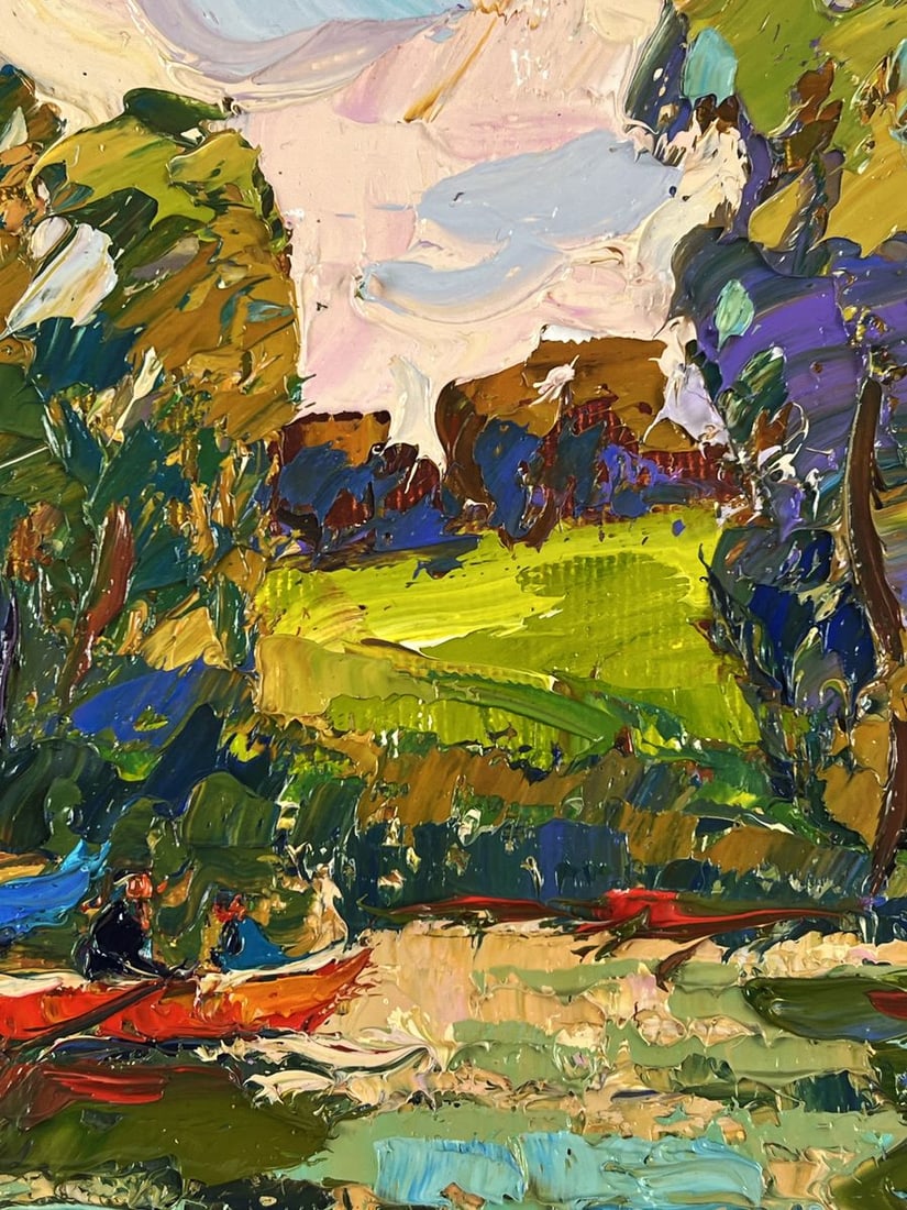 Oil painting A boat floats along the river Oksana Ivanyuk - 9