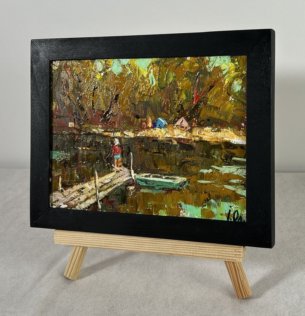 Oil painting Autumn River in the Forest Oleksiy Ivanyuk - 2