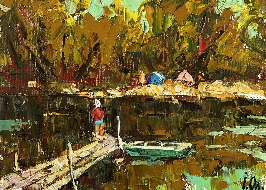 Oil painting Autumn River in the Forest Oleksiy Ivanyuk - 3