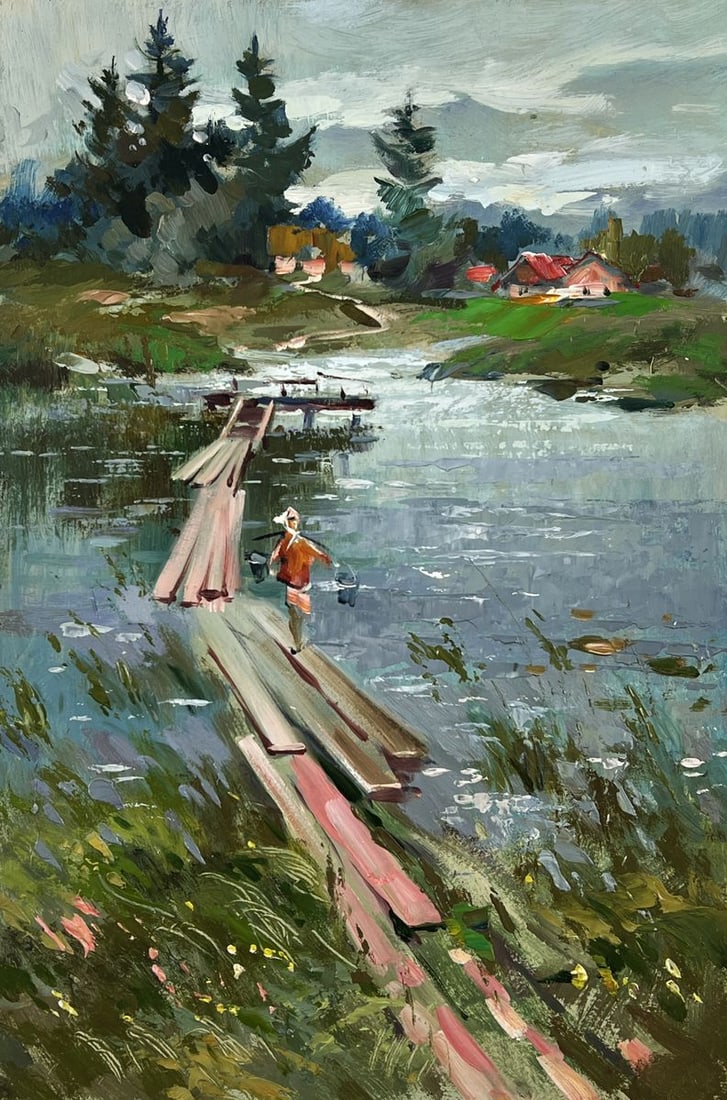 Oil painting Village Pier in the Day Yuriy Suprunchuk - 3