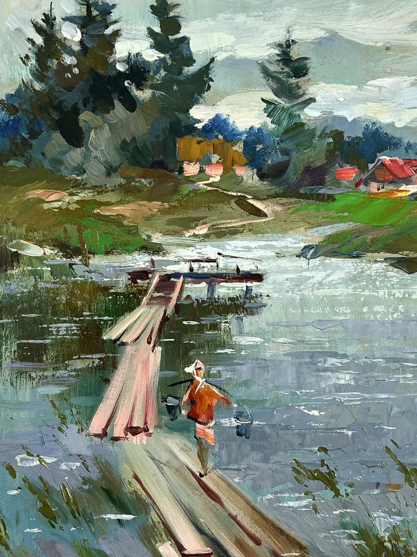 Oil painting Village Pier in the Day Yuriy Suprunchuk - 4