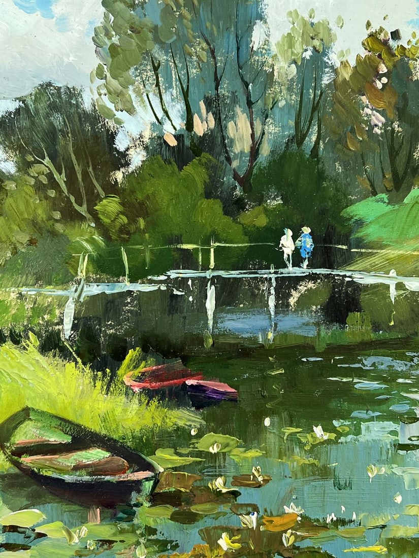 Oil painting River Boats in Nature Yuriy Suprunchuk - 5
