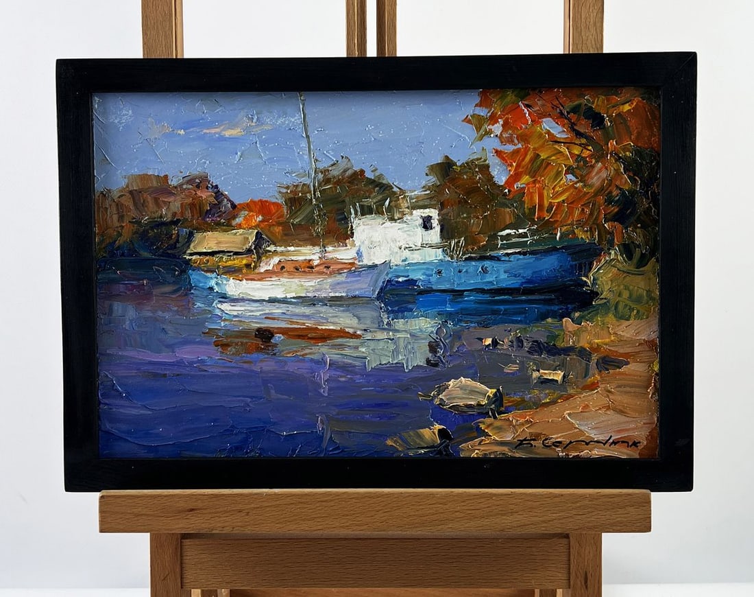 Oil painting Luxury Boat at the Dock Boris Serdyuk: Title : Oil painting Luxury Boat at the Dock Boris Serdyuk Description: No.AAA6705*** ABOUT THIS PAINTING **** TITLE: "Luxury Boat at the Dock"* ARTISTS: Boris Serdyuk* SIZE: 20x30 cm/7.87x11.81 inche