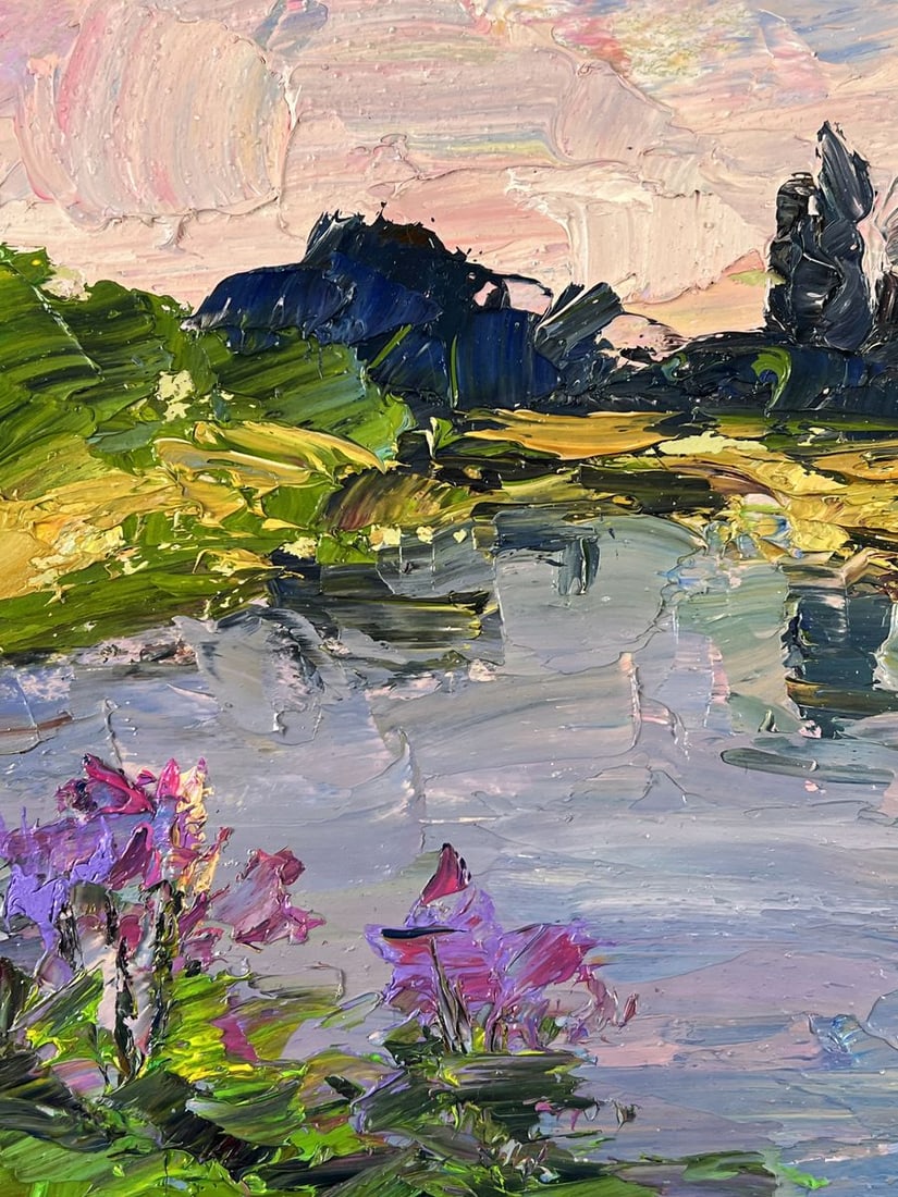 Oil painting Lilacs grow by the river Boris Serdyuk - 5
